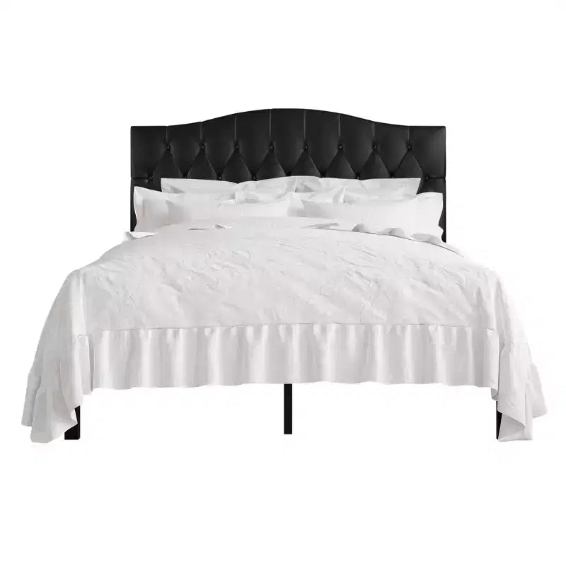 Lit plateforme rembourré en lin – Cadre de lit moderne à profil bas pour chambre à coucher