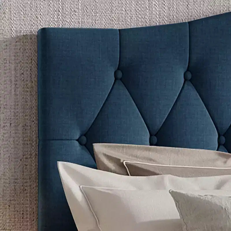Lit plateforme rembourré en lin – Cadre de lit moderne à profil bas pour chambre à coucher