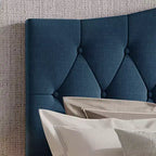 Lit plateforme rembourré en lin – Cadre de lit moderne à profil bas pour chambre à coucher