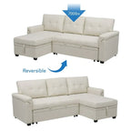 Canapé d'angle réversible avec lit gigogne, méridienne de rangement, pieds durables,