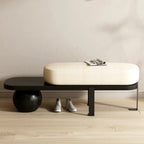 Banc court rembourré en bois beige moderne