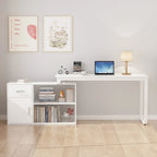 Bureau d'angle réversible blanc pivotant Bureau d'ordinateur