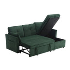 Canapé d'angle réversible en velours côtelé/chenille avec chaise longue de rangement et poche latérale