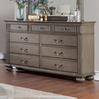 Commode traditionnelle à 9 tiroirs et miroir, 2 pièces