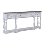 Console de hall 72 po blanc antique et écorce vieillie