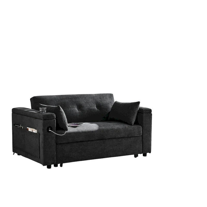 Canapé convertible 54 pouces avec lit gigogne, double assise, fonction relax