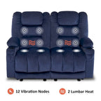 Causeuse inclinable électrique MCombo avec fonction chauffage et massage, en tissu PR648