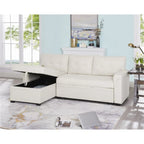 Canapé d'angle réversible convertible avec lit gigogne, méridienne de rangement et pieds durables