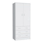 19 Armoire moderne à deux portes avec 3 tiroirs et 1 tringle de penderie pour chambre à coucher