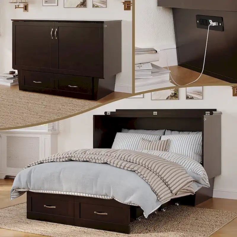 Lit escamotable Monroe Full Murphy avec matelas en mousse à mémoire de forme 6 po