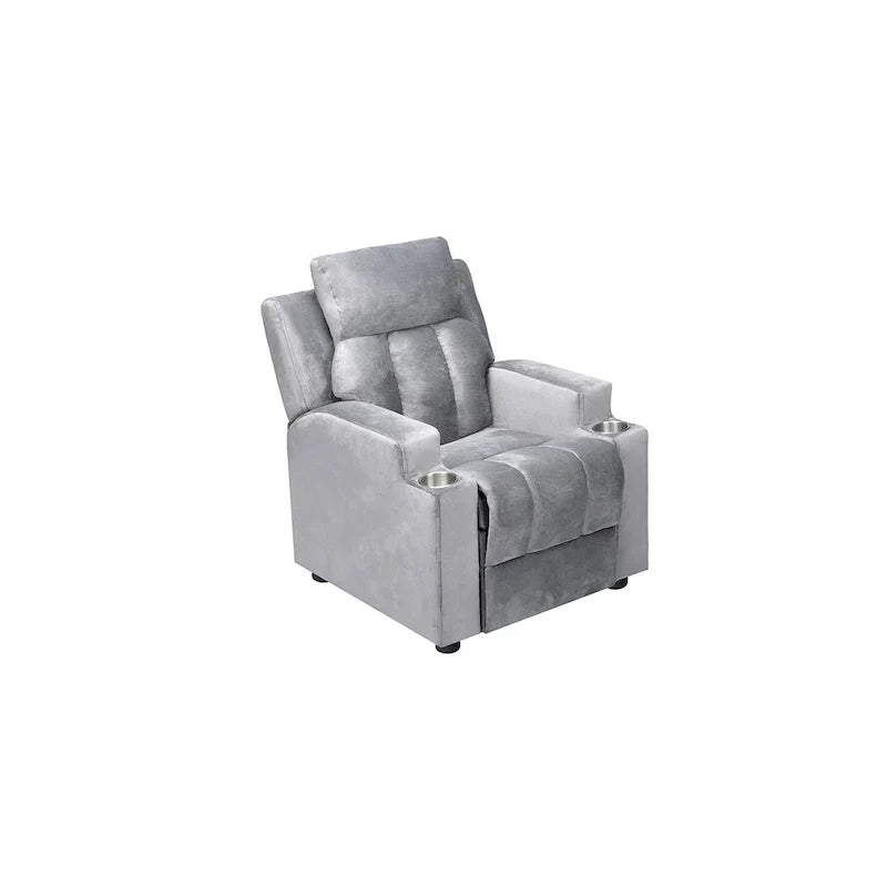Fauteuil inclinable de luxe pour enfants avec repose-pieds, appuie-tête et 2 porte-gobelets, en microfibre, pour les enfants de 3 ans et plus