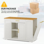 Moasis 53 pouces, îlot de cuisine roulant, armoire de rangement, chariot de cuisine mobile portable