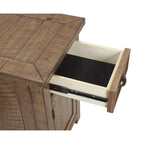 Table d'appoint de chevet Monterey en bois massif avec prises de courant cachées