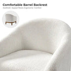 Fauteuil tonneau moderne Augus en bouclette avec pieds en bois massif par HULALA HOME