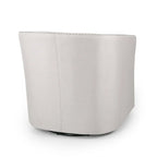 Fauteuil pivotant, style baril rond classique, tissu beige blé