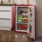 Mini-réfrigérateur de 3,2 pi³ avec congélateur, réfrigérateur compact à porte unique avec thermostat réglable pour chambre à coucher
