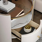 Table de chevet de luxe en verre avec tiroir de rangement et niche ouverte