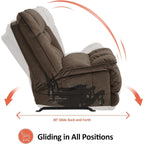 MCombo Fauteuil inclinable électrique sans accoudoirs surdimensionné à double moteur, inclinable Zeroarms parfait pour le salon en tissu PR607