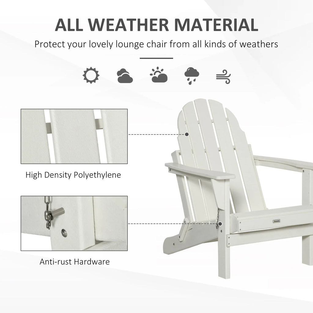 Chaise Adirondack pliante, chaises longues de plage en plastique HDPE toutes saisons pour terrasse et mobilier de jardin
