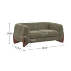 Canapé 2 places en tissu bouclé vert de 160 cm pour salon
