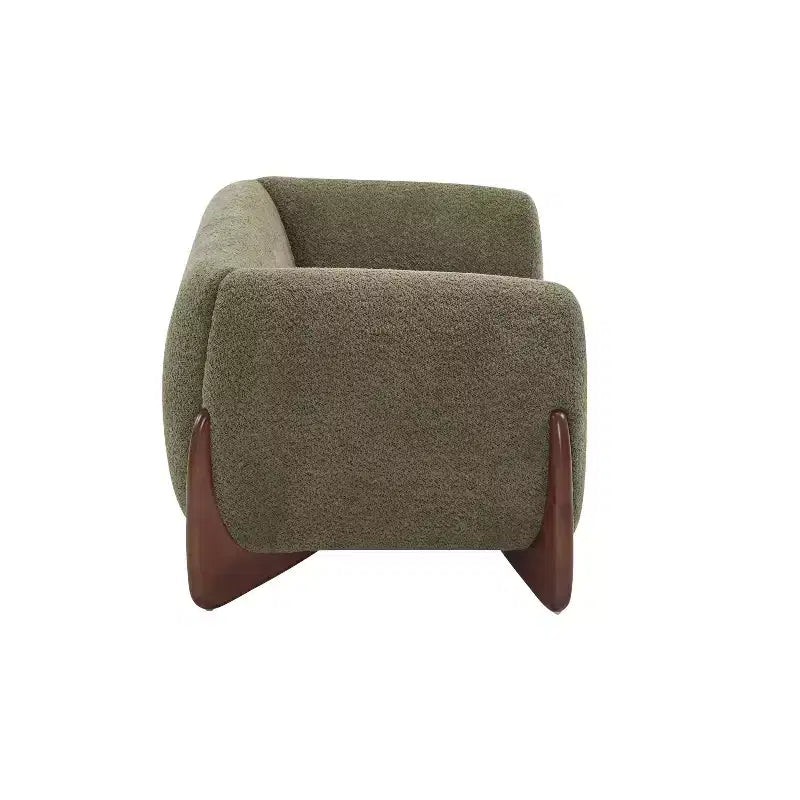 Canapé 2 places en tissu bouclé vert de 160 cm pour salon