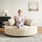 Fauteuil pivotant simple en velours côtelé et chenille avec rembourrage en mousse