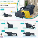 AECOJOY Fauteuil Convertible 3-en-1 avec Oreiller et Dossier Réglable