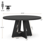 Table à manger ronde de 120 cm pour 4 personnes, table de salle à manger/cuisine/salon en bois style ferme