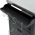 Ilot de cuisine extérieur avec plateau en acier inoxydable, table de chariot de barbecue en métal avec armoire de rangement - S.O.