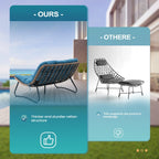 Causeuse double Papasan avec coussin, rotin PE tout temps et cadre en métal pour l'intérieur et l'extérieur