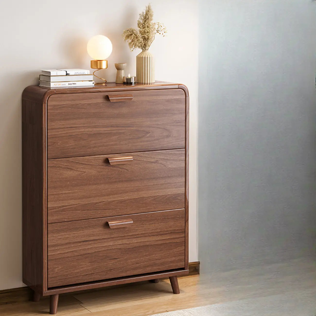 Meuble à chaussures traditionnel réglable à 3 niveaux en bois massif