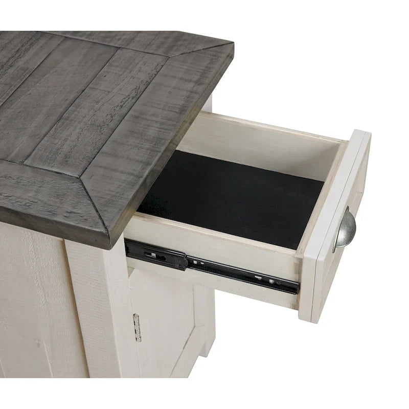 Table d'appoint de chevet Monterey en bois massif avec prises de courant cachées