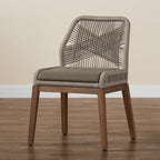 Chaise de salle à manger en acajou tressée en corde de style transitionnel moderne ââ‚?Grise