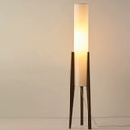 Lampadaires LED en bois vintage avec abat-jour en tissu