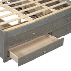 Lit plateforme King Size avec tête de lit de rangement et 8 tiroirs