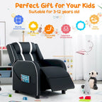 Fauteuil inclinable pour enfants Gymax Canapé ergonomique en cuir avec repose-pieds