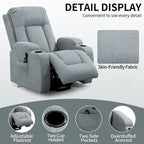 Fauteuil inclinable releveur électrique, fauteuil de massage moderne à moteur unique avec chauffage lombaire, port de chargement USB, porte-gobelets
