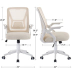 Javlergo Chaise de Bureau Dossier Mi-Hauteur Pivotante avec Support Lombaire, Fauteuil de Bureau Ergonomique en Maille avec Accoudoirs