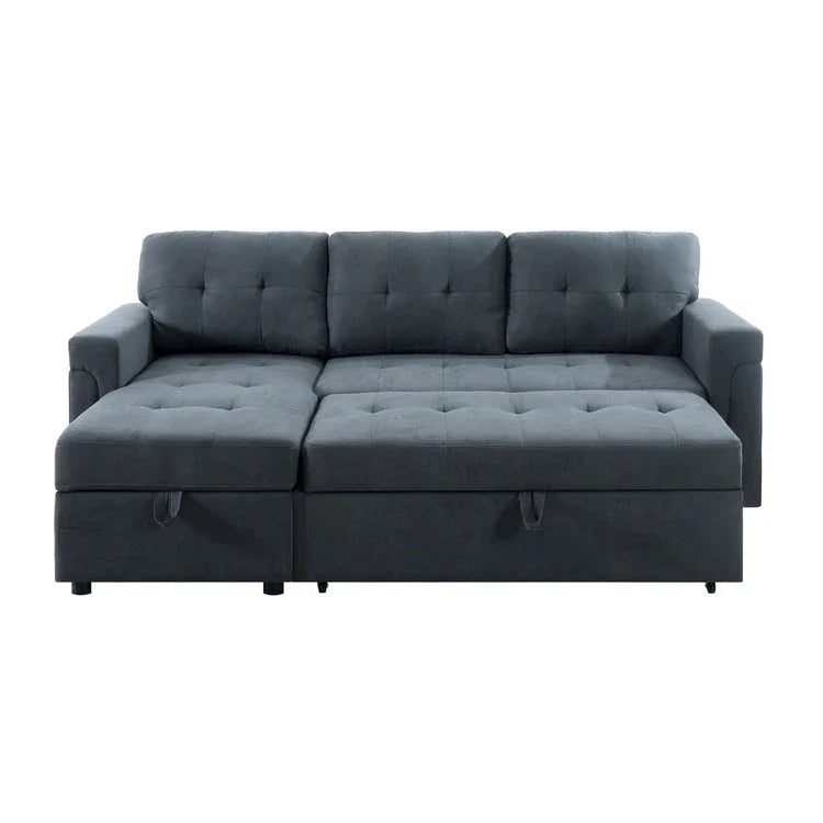 Canapé d'angle réversible convertible avec lit gigogne, méridienne de rangement et pieds durables