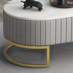 Meuble TV de rangement 79 Glam en marbre gris avec pieds