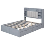 Cadre de lit avec 4 tiroirs de rangement portables sous le lit