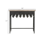 Console en métal finition zinc et bois à bord festonné