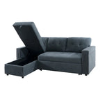 Canapé d'angle réversible convertible avec lit gigogne, méridienne de rangement et pieds durables