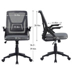 Javlergo Chaise de Bureau Dossier Mi-Hauteur Pivotante avec Support Lombaire, Fauteuil de Bureau Ergonomique en Maille avec Accoudoirs