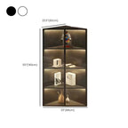 Meuble d'angle d'exposition moderne en bois et métal gris avec porte vitrée