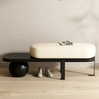 Banc court rembourré en bois beige moderne