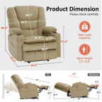 Fauteuil inclinable électrique double moteur grand et large MCombo avec massage et double chauffage pour personnes âgées de grande taille, tissu R7635