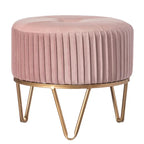 Tabouret pouf rond en velours surélevé avec base dorée épingle à cheveux