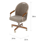 Chaise pivotante et inclinable à roulettes avec coussin pour salle à manger décontractée