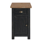 Table d'appoint de chevet Monterey en bois massif avec prises de courant cachées